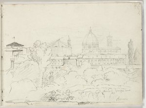 ドゥオーモとカンパーニャーレの景色を望むフィレンツェ、1831年 作： Thomas Cole